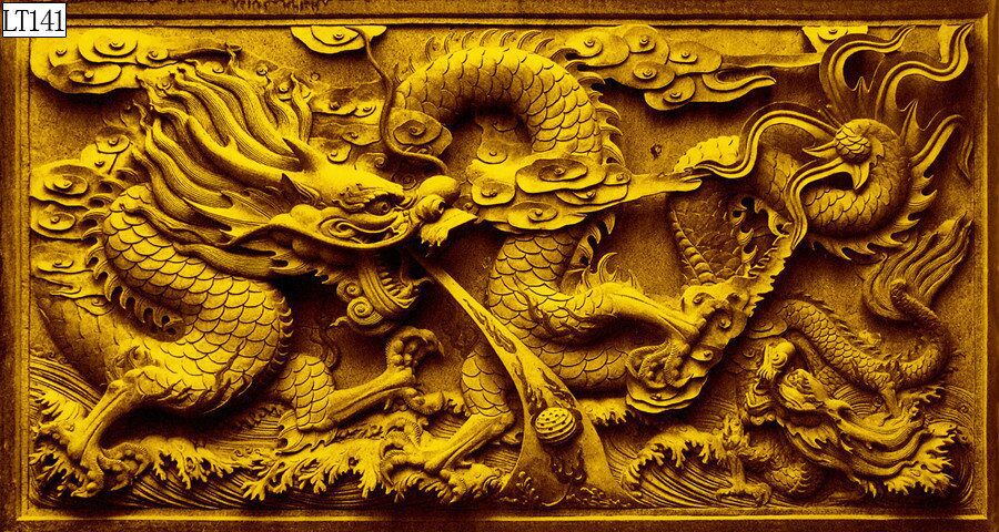 Fish tank aquarium decorative landscape background painting, pp material without glue, dragon background painting, two dragons playing with a pearl, dragon Roaming the world painting pic 34