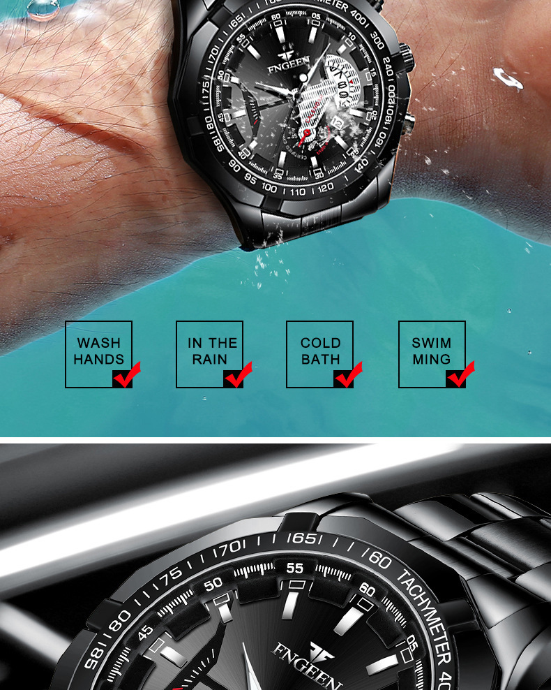 Fenzun waterproof non-mechanical watch, large dial watch, super large new calendar cross-border Shopee watch, creative technology pic 55