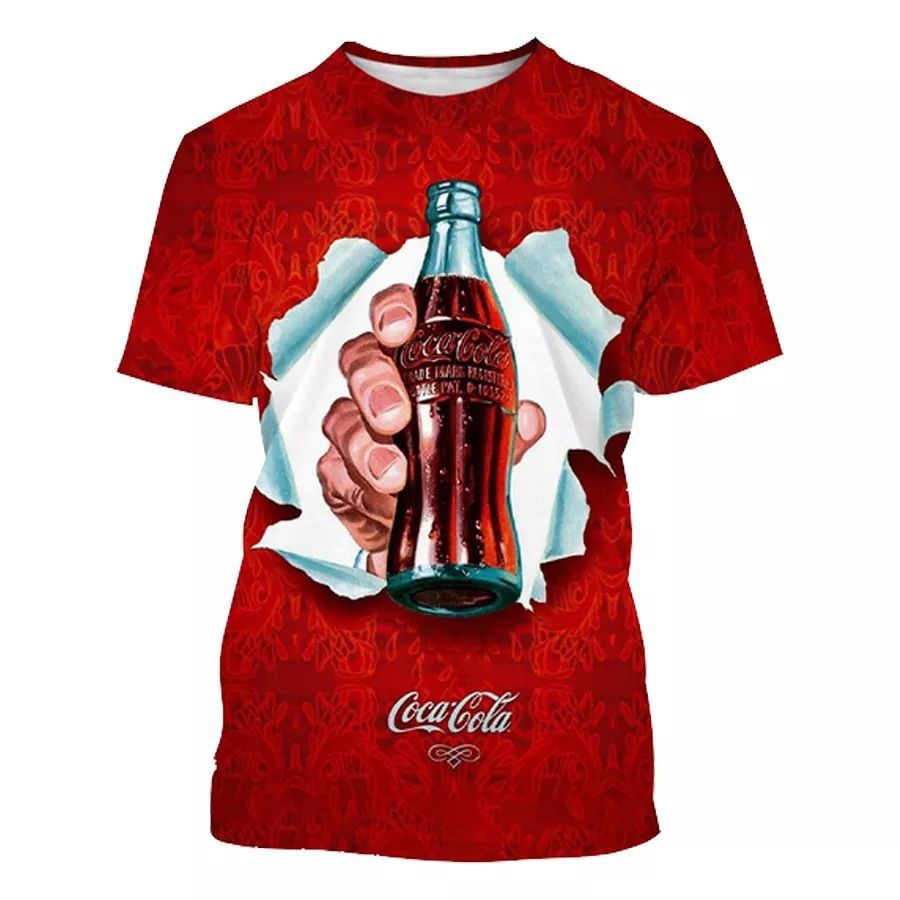 The latest summer bestseller is the Coca-Cola T-shirt with 3D digital printing, a fashionable and trendy loose short-sleeved top pic 12