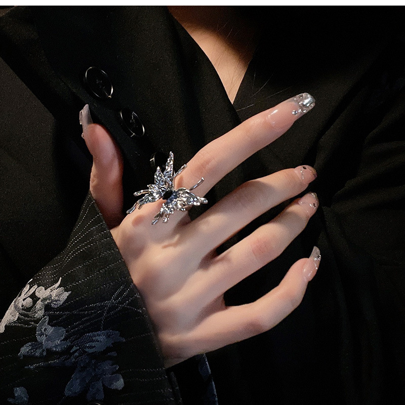 液态小众设计师高级感蝴蝶开口戒指女ins潮冷淡风时尚个性食指戒详情11