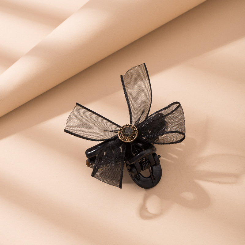 2023 New ab double-sided diamond mesh yarn bow, small grab clip, side bangs clip, broken hair clip, hair accessory and headwear pic 10