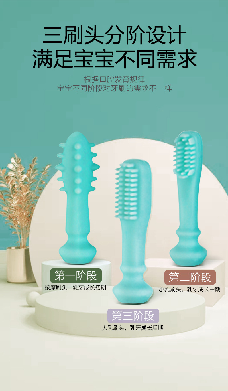 Baby silicone toothbrush, soft bristle toothbrush for infants and children 1-2-3 years old, baby training, baby teeth brush with storage box pic 2