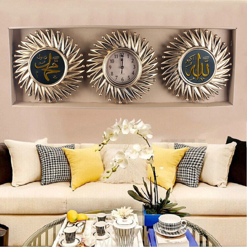 European, American and Arabic gilded living room wall clock, household watch, sofa background wall clock, modern and simple wall clock, three-in-one wall clock pic 14