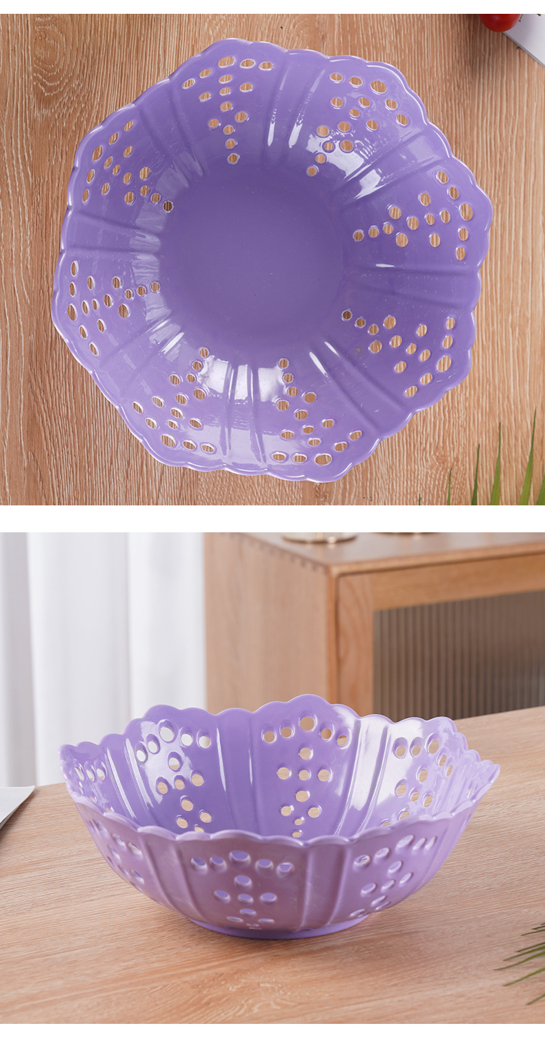 Fashionable octagonal hole hollowed-out Chenjing best-selling melamine fruit plate, imitation porcelain creative fruit basket, kitchen draining basket, vegetable basket pic 24