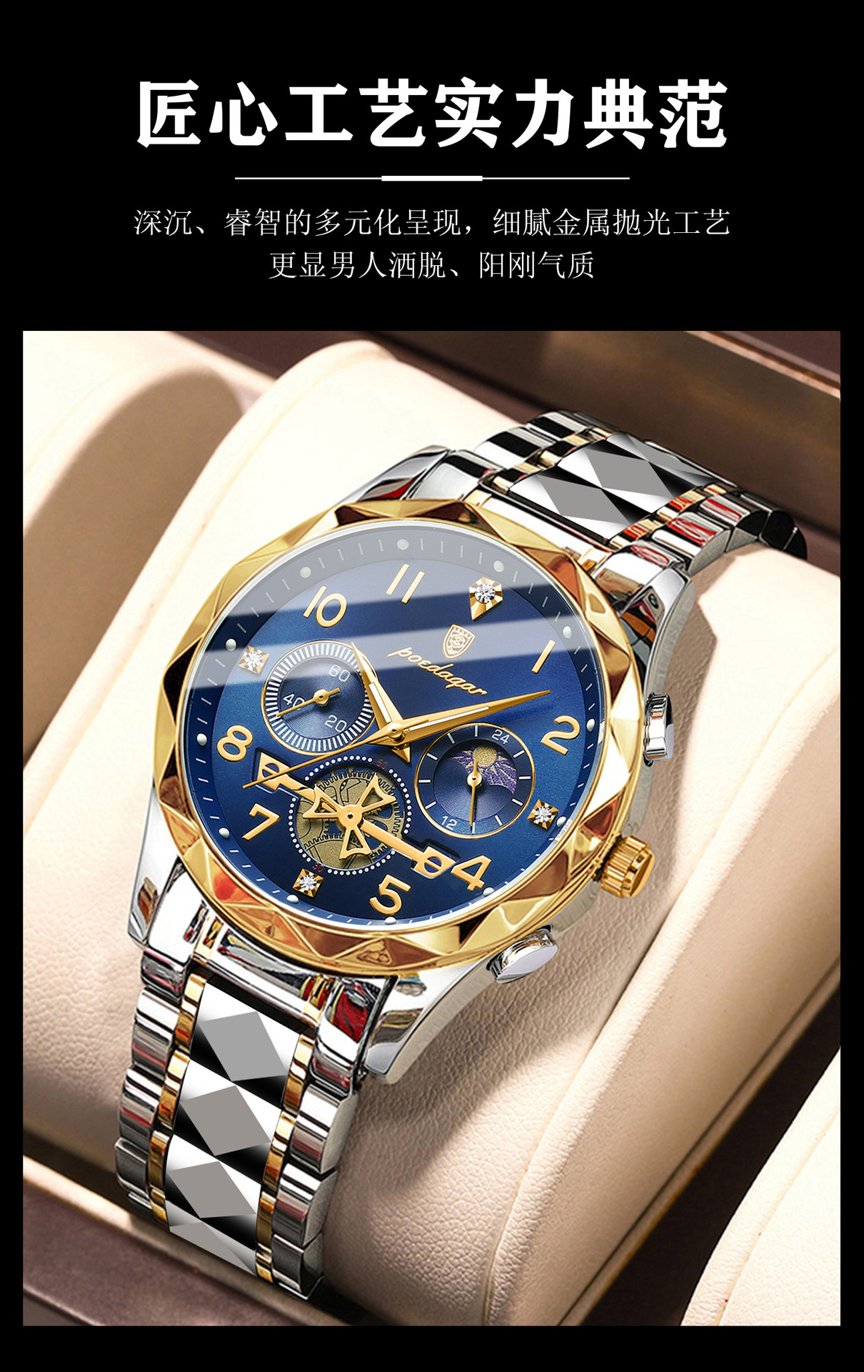 瑞士品牌多功能新款男士手表防水夜光时尚石英表直播外贸一件代发详情8