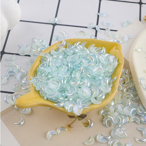 Wholesale of popular nail art accessories: Jelly mini ab color Moon resin flat bottom colorful irregular-shaped diamond nail art diamond pic 2