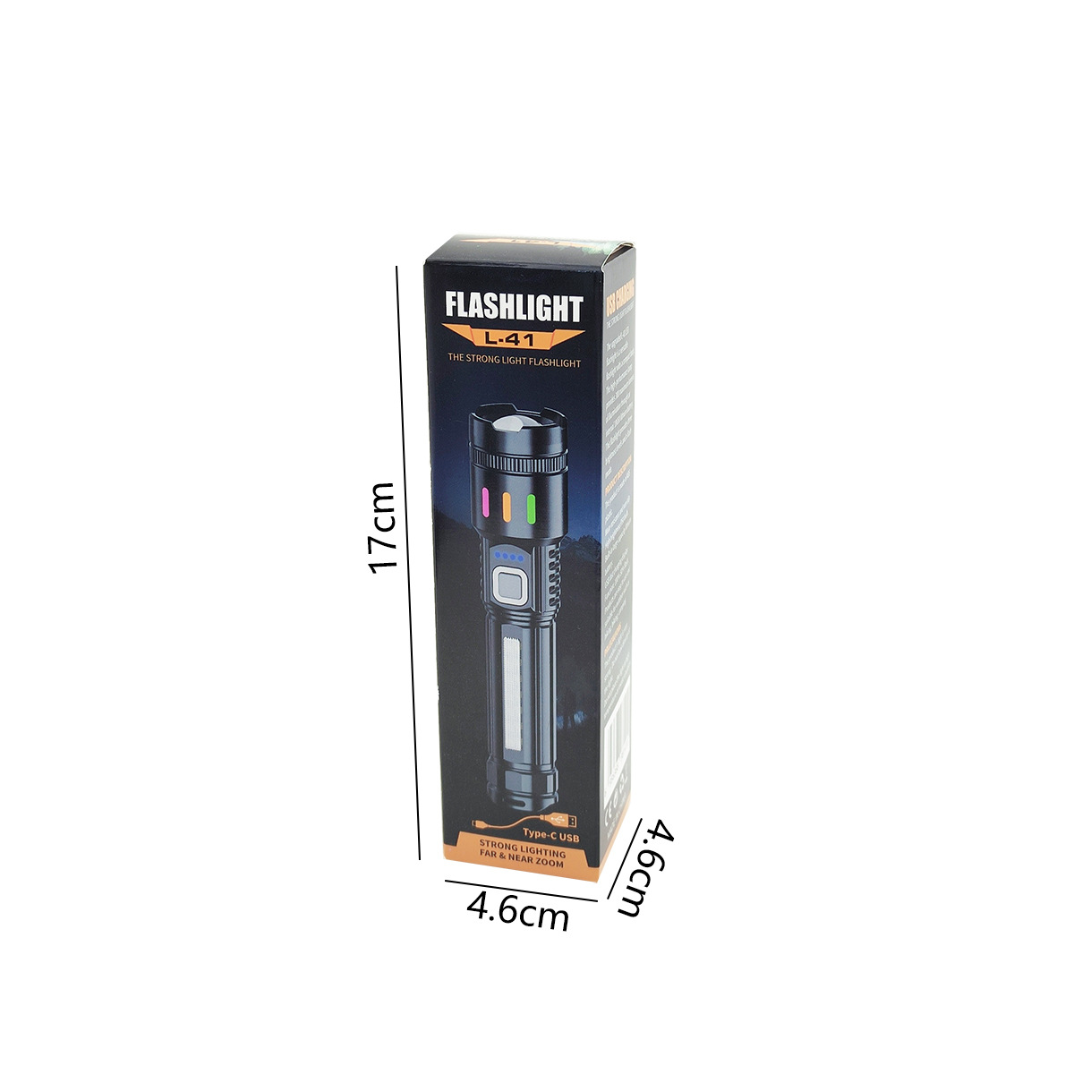 A new portable outdoor high-intensity flashlight with adjustable focusing, battery level display and red and blue light warning pic 8