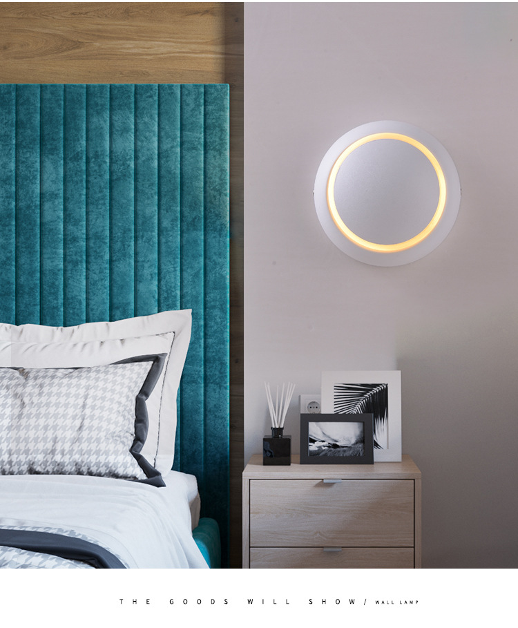 Nordic minimalist bedroom bedside wall lamp led creative living room, dining room, corridor circular rotatable bedroom wall lamp pic 6