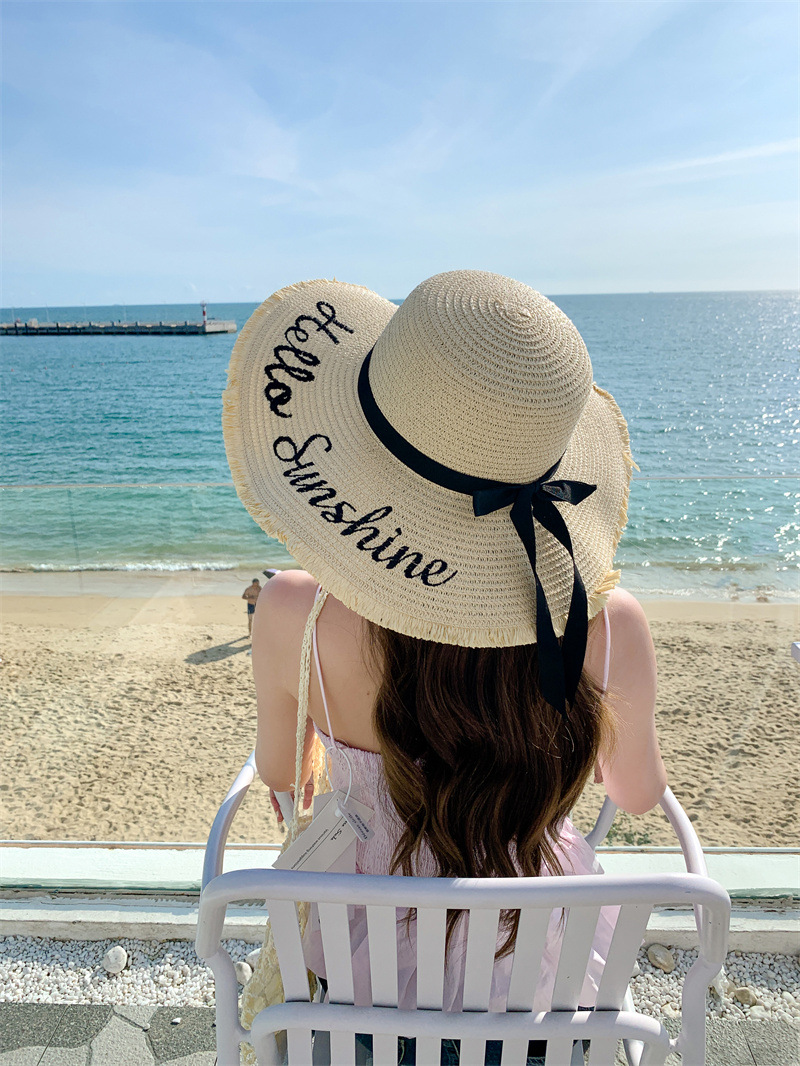 加大帽檐时尚遮阳帽子女士夏季休闲百搭字母防晒太阳帽韩版潮盆帽详情16