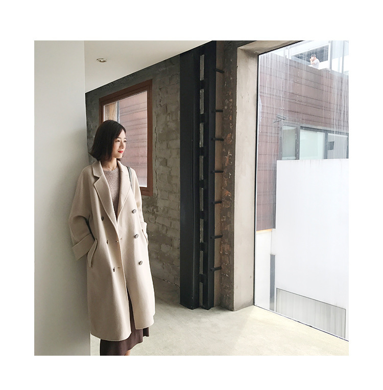 森系毛呢h型大衣女小个子中长款过膝初冬2022新款外套时尚秋冬款详情7