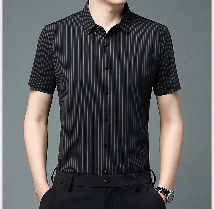 其力男装衬衫短袖男款2023夏季新款商务锦氨高弹力无痕寸衫t恤男详情22