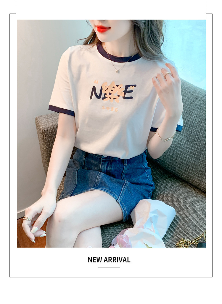 夏季纯棉正肩短袖t恤女装夏款2022年新款潮小个子时尚修身上衣服详情20