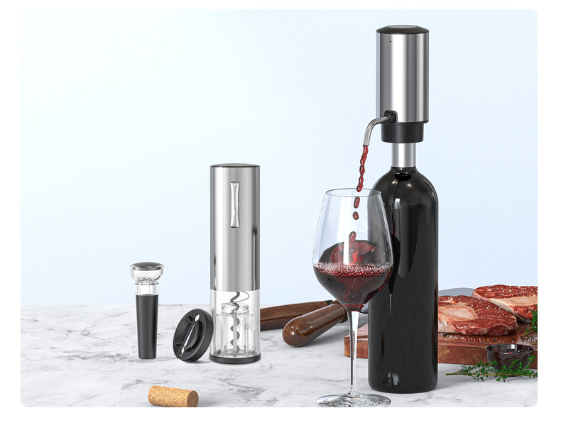 Stainless steel electric decanter set, water pump, red wine charging and dispensing device, multi-functional decanting water pump, wine utensils pic 13