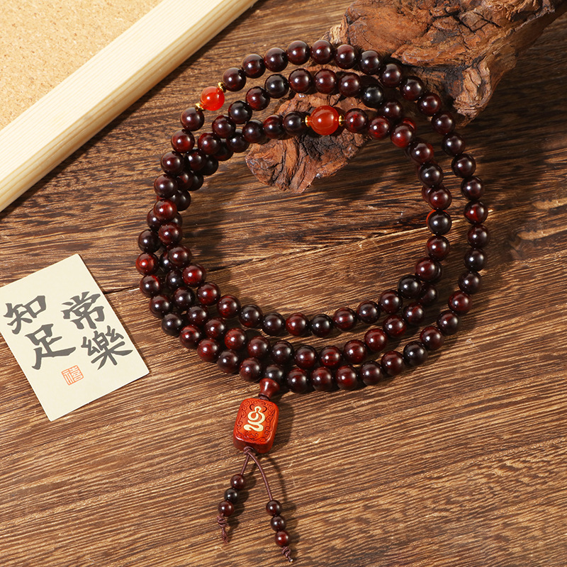 A creative DIY hand-held Buddhist prayer bead cultural and artistic bracelet for men and women, featuring 108 beads of Indian small-leaf rosewood and multiple loops pic 8