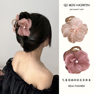 彩色系大号毛绒矩形抓夹女后脑勺盘发夹子温柔气质鲨鱼夹发卡头饰详情21