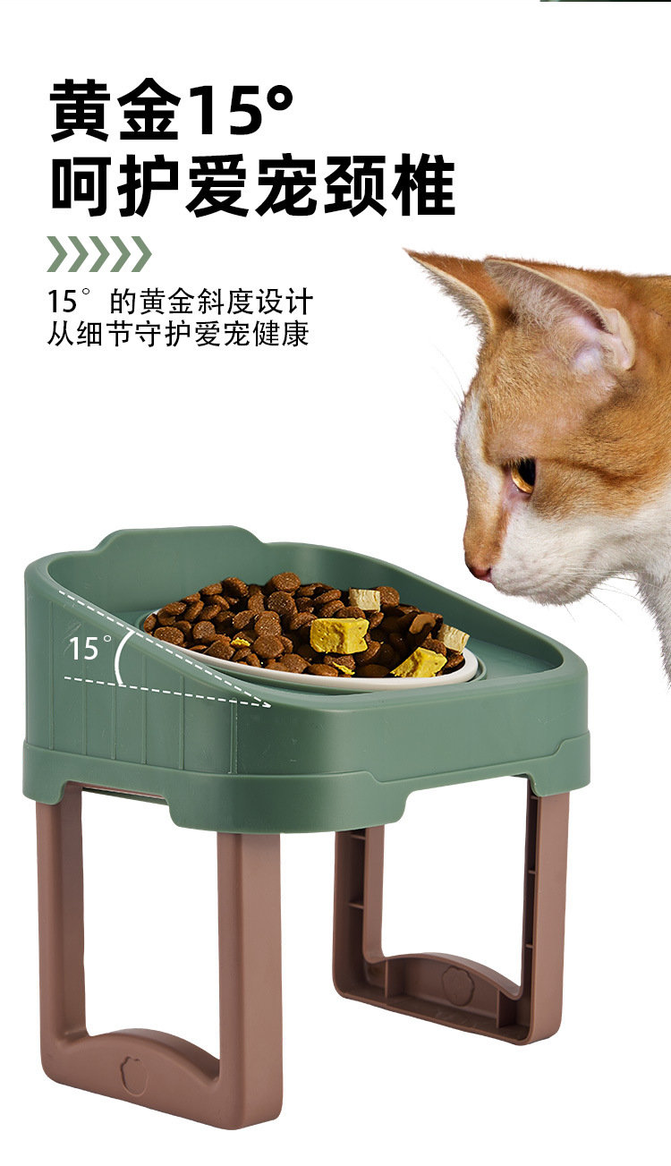 New type of pet food bowl, ceramic stainless steel dog food bowl, detachable and separable, single anti-choking slow food bowl with a stand pic 9