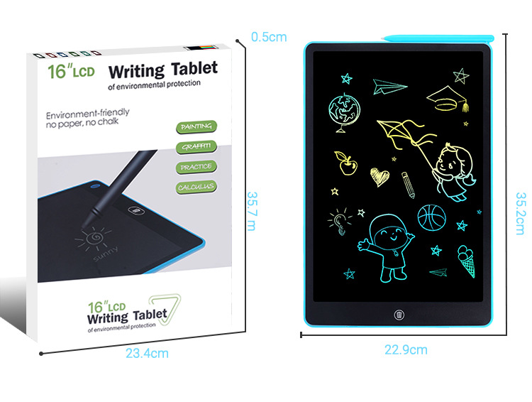 跨境热销16英寸大屏幕电子液晶手写板彩色笔记绘画写字学习小黑板详情9