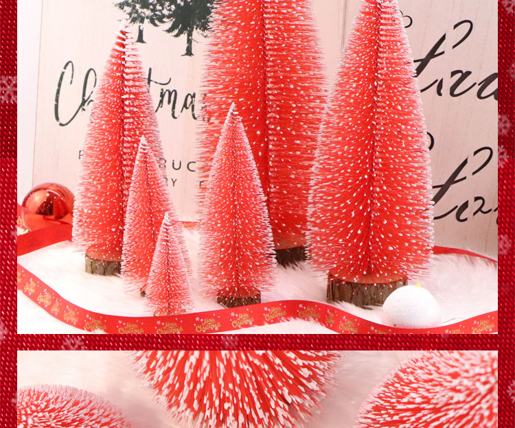 Red snow-added mini Christmas pine needle tree Christmas decoration with a simulated wooden base Christmas tree window display is in full bloom pic 38