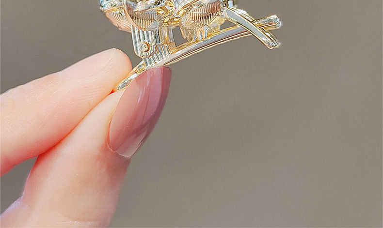 夹子头饰韩国优雅仿水晶花朵发夹刘海夹顶夹少女发抓夹详情7