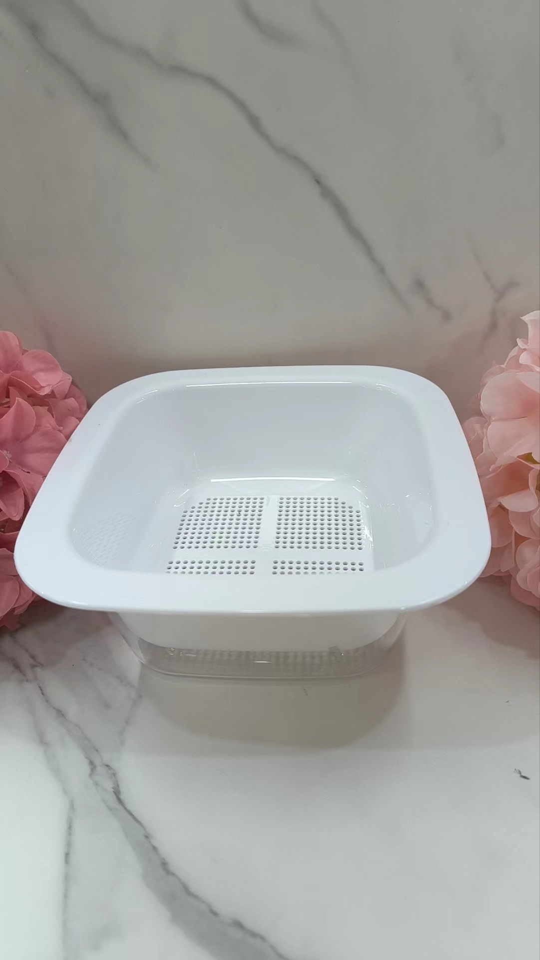 新款沥水篮厨房双层塑料创意洗菜篮家用多功能洗水果滤水加厚沥水详情4