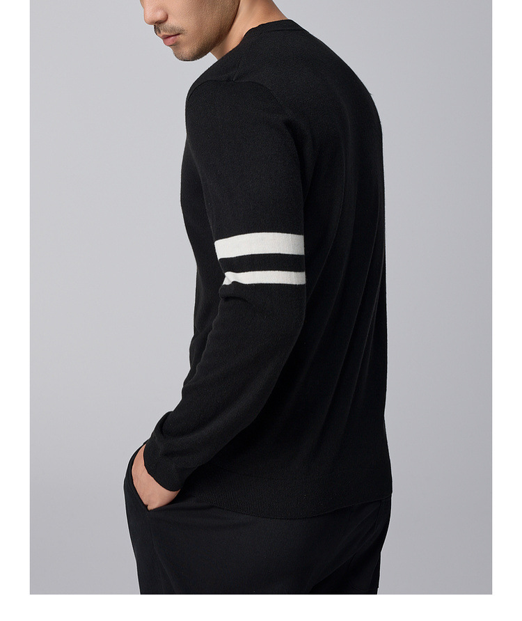 墨麦客男装条纹撞色打底羊毛衫男2024冬季新款简约男士毛衣20810详情22