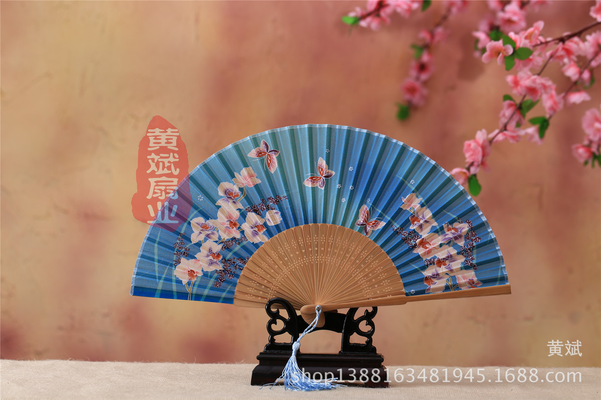 中国风礼品真丝竹扇子日式和风扇 玉兰花系列 折扇批发舞蹈道具扇详情7