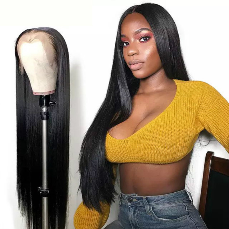 Europa y américa peluca lace frontal lace medio corte largo cabello recto negro fibra química conjunto de peluca fabricante al por mayor pic 4