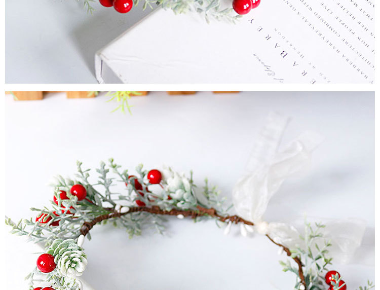 New best-selling Christmas wreath, red berry simulation wreath headband, wedding, travel, commemorative holiday headwear pic 8
