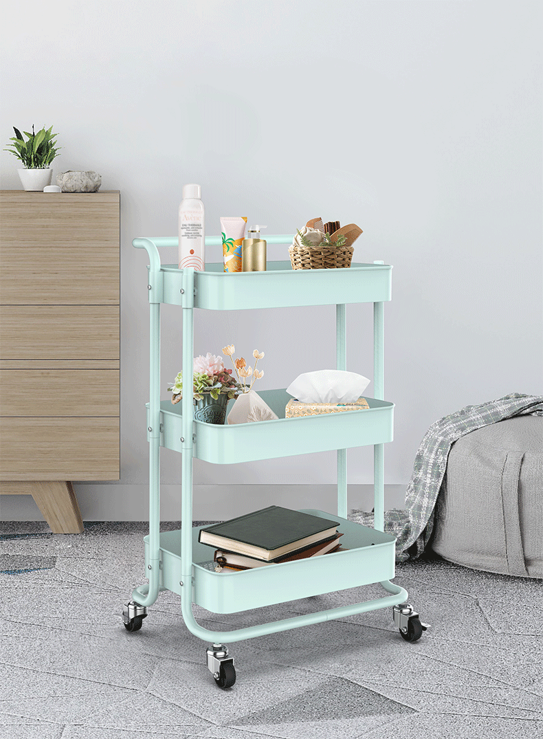 Mobile trolley, floor-standing, multi-level kitchen storage trolley, living room snack storage trolley, bathroom storage rack pic 19