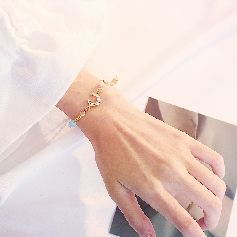 Korean version exquisite crystal bracelet, sweet and girlish heart, star and moon marble bracelet, fresh and delicate strawberry crystal jewelry pic 13