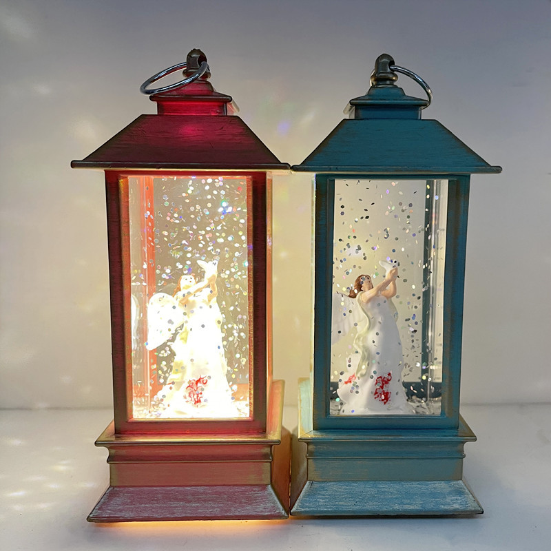 Cross-border Christmas water-filled small wind lantern handicrafts, creative window display items, LED illuminated Santa Claus night lights pic 8