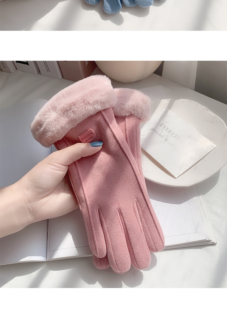 For women, winter gloves are thickened with fleece for warmth and touch screens. They are cotton gloves for driving, cycling and skiing. For women, autumn and winter gloves are made of faux cashmere pic 7