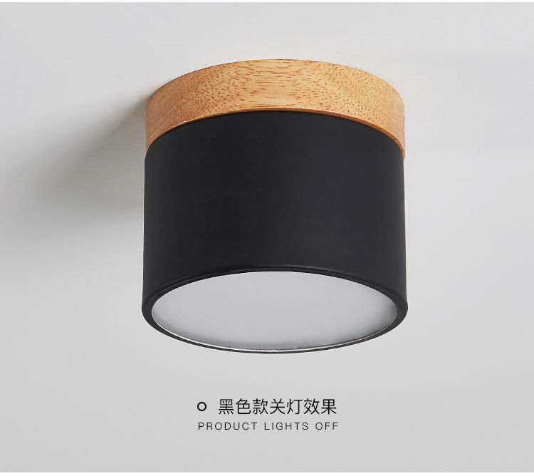 北欧玄关灯飘窗阳台马卡龙实木过道走廊天花顶led明装筒灯详情16