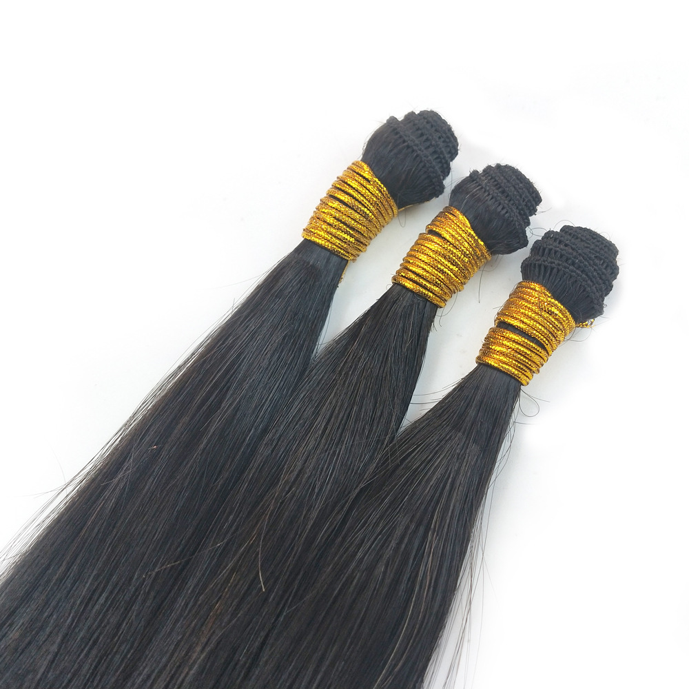 European and American product hand-tied Weft hair curtain, all real person hair pure hand-tied upside-down hair curtain pic 4