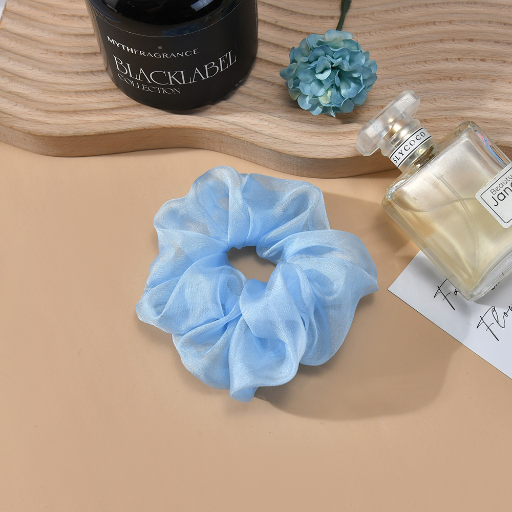 2023年新款大号纯色雪纺大肠发圈欧美女简约款扎头发皮筋厂家直供详情17