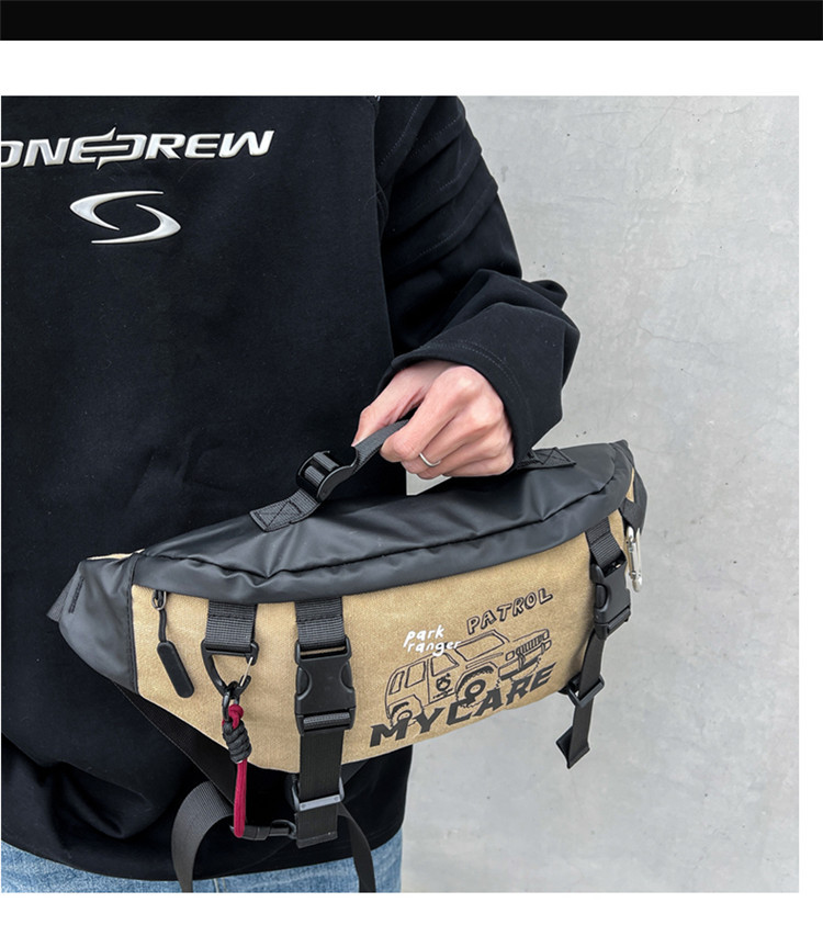 骑行包男士健身休闲斜挎胸包时尚潮流户外旅行小物袋机能便携腰包详情3