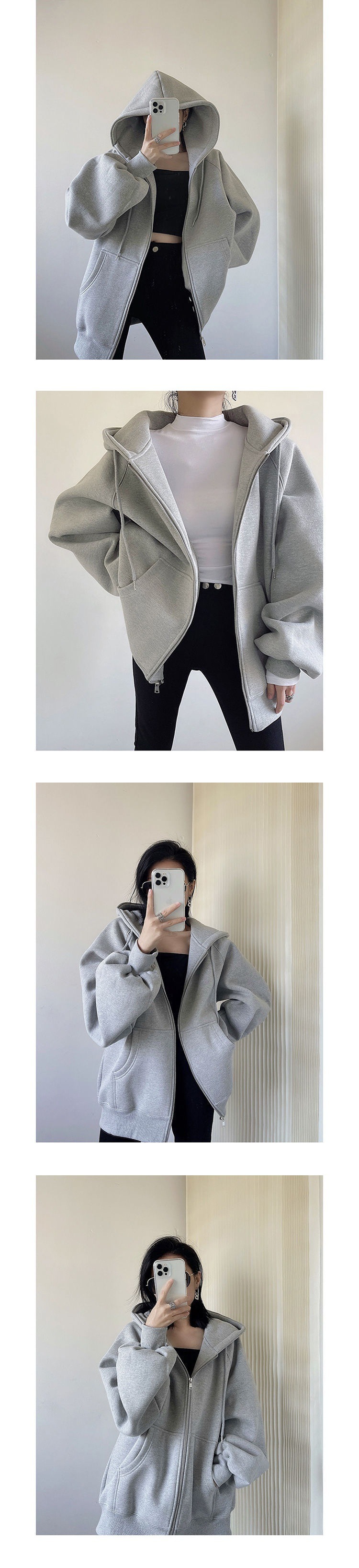 Early autumn design sense, niche high street coat, loose and laid-back style, pink hoodie for women, spring and autumn thin style pic 3