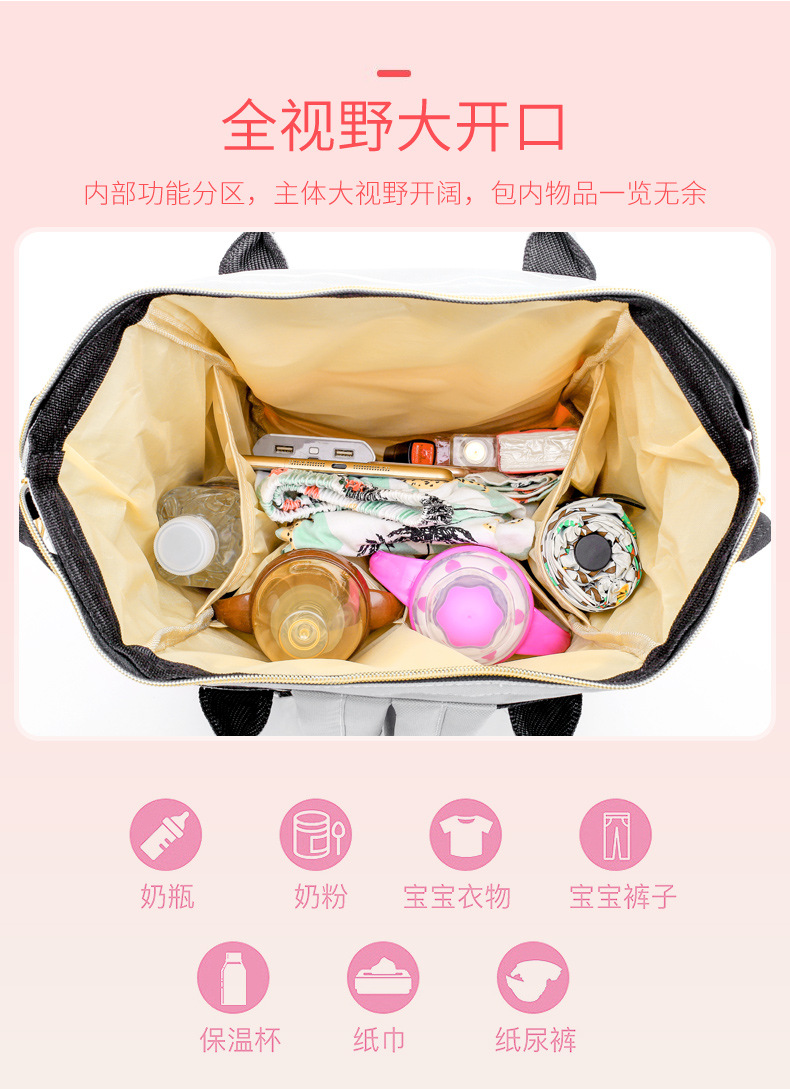 时尚印花条纹双肩妈咪包大容量多功能户外母婴包韩版尿布包背包详情5