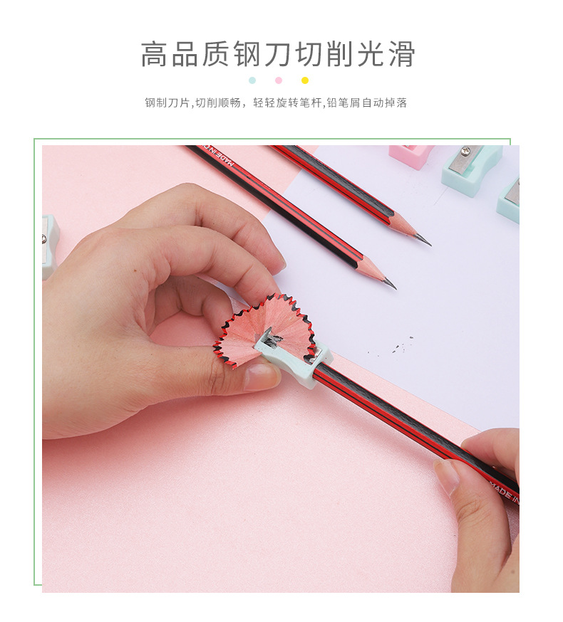 Macaron-colored manual mini pencil sharpener, colorful small single-hole pencil sharpener, plastic bucket pencil sharpener, student stationery pic 2