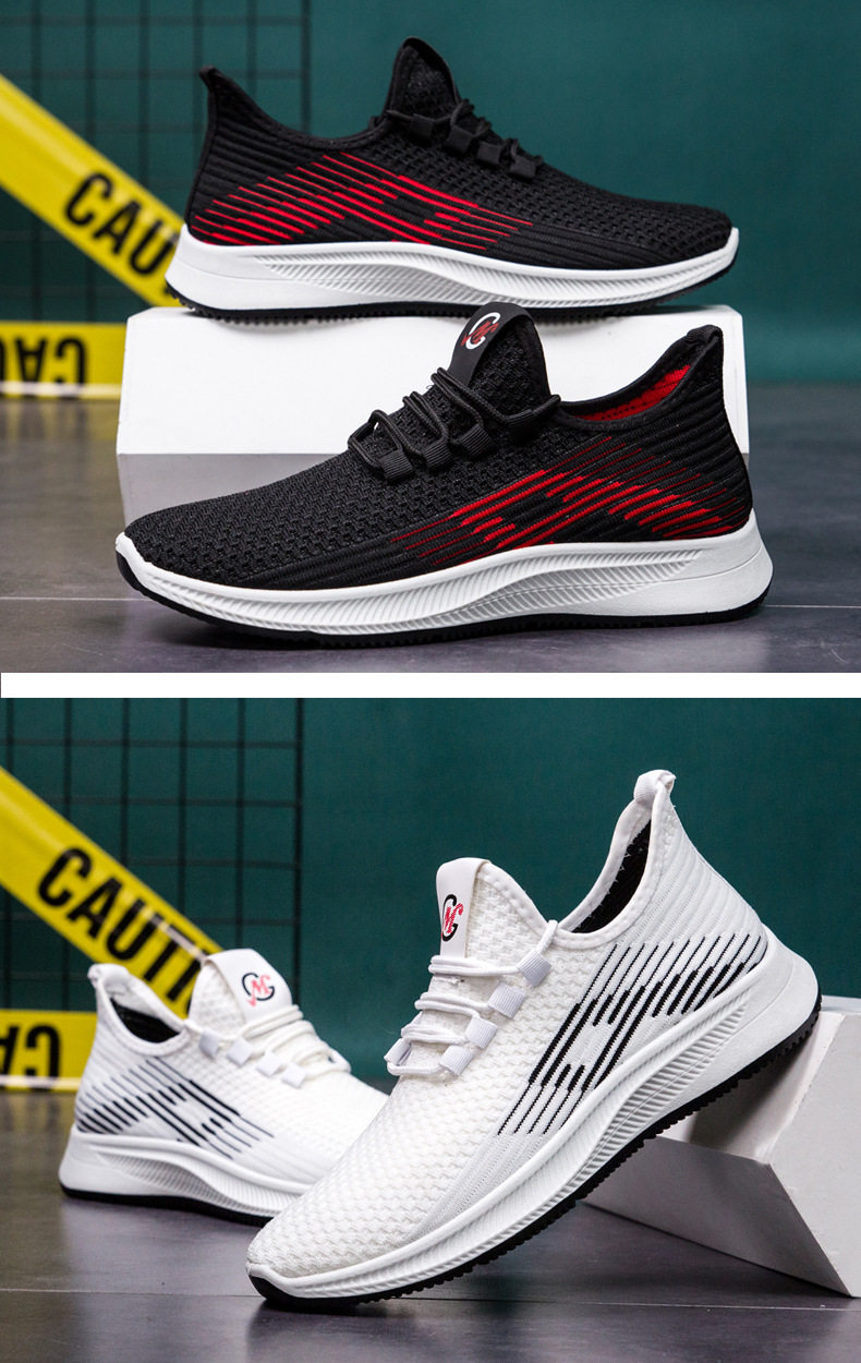 新款春季男鞋休闲鞋潮流学生跑步鞋 男士运动鞋 飞织透气鞋子详情21