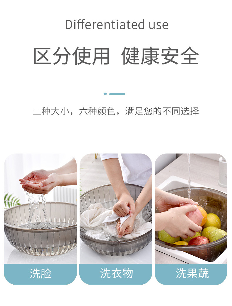 加厚耐用家用脸盆塑料大号洗衣盆子厨房洗菜盆学生宿舍洗脸小盆子01201-908详情3