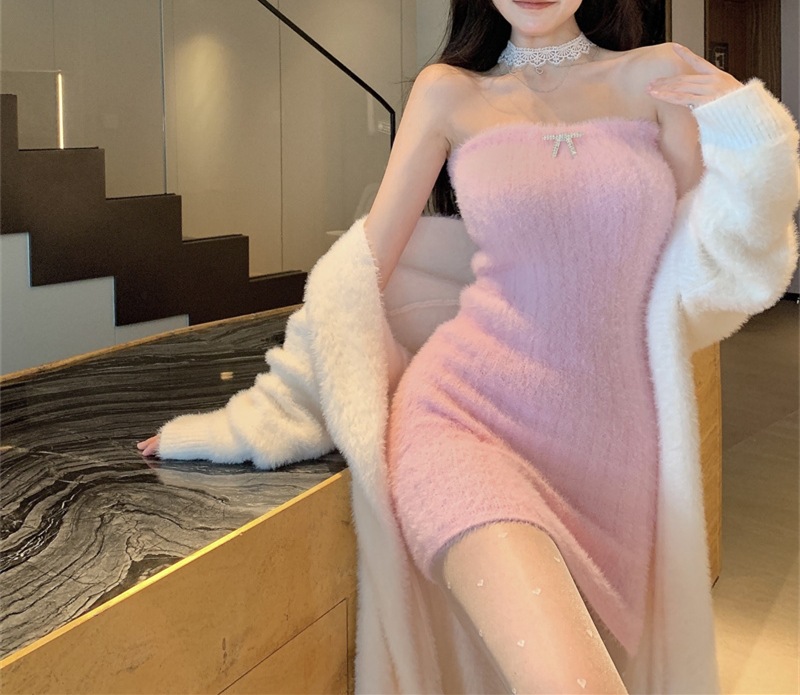 2023 Spring and Autumn laid-back and loose, knee-length, thickened, pure imitation mink fleece knitted sweater cardigan for women pic 40
