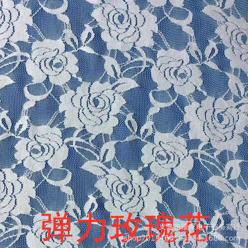 Factory direct sales of elastic lace fabric, brocade small plum blossom rose in stock, lace skirt fabric pic 9