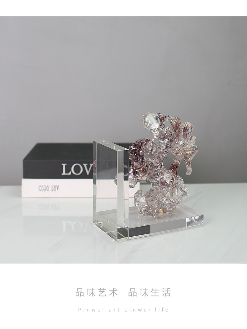 New Chinese-style creative transparent display items, model room entrance, study, coffee table, TV cabinet, hotel soft furnishings, study, office, bookstand display items pic 27