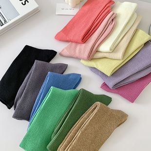 冬季大红袜新年袜本命年大红色竖条纹麻花纹纯色棉袜女袜中筒袜子详情14