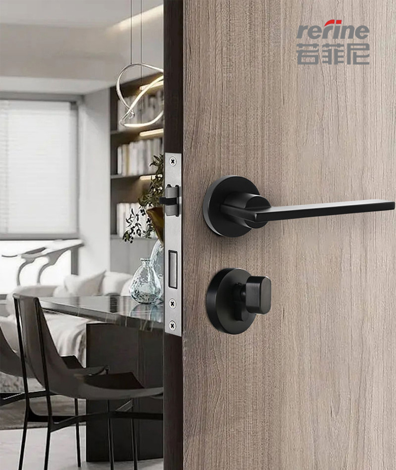 若菲尼 XX品牌 镍拉丝直角锁扣极简现代磁吸静音室内木门锁具卧室房门锁卫生间分体锁把手 锁具配件详情5