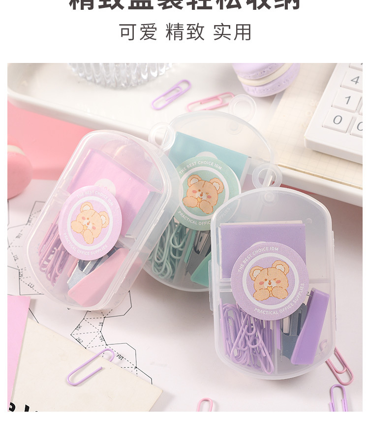 Macaron Color Miki Stapler Student Stationery Set, cute stapler, Convenient small stapler pic 11