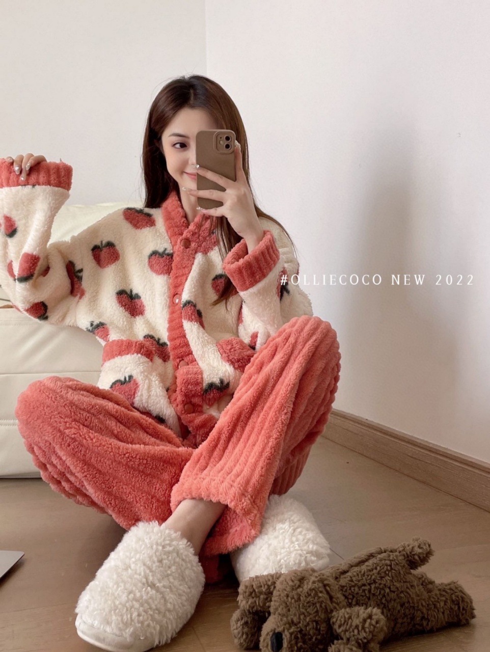秋冬款加厚暖暖水蜜桃家居服大板乌龙桃睡袍女性保暖睡衣套装批发详情16