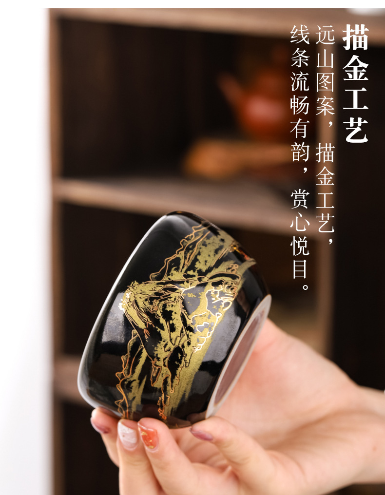 Jian Zhan tea tasting cups, wooden leaf cups, tea cups, master cups, tea sets, ceramic Gongfu single cups, home and office ornaments pic 7