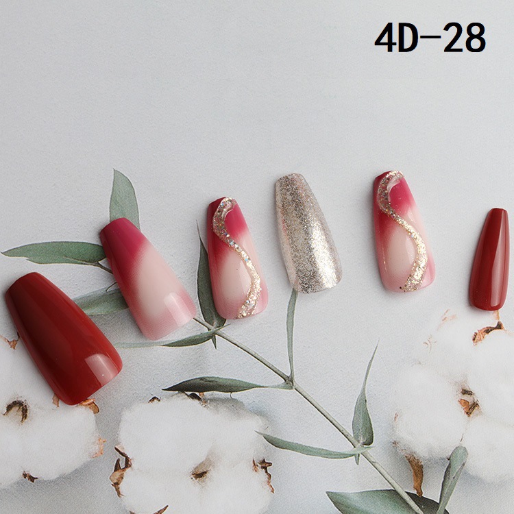 New 30 piece wearable uñas largo medio ballet uñas trapezoidal parche uñas falsas parche uñas falsas europa y Estados Unidos cross border custom manicure pic 15